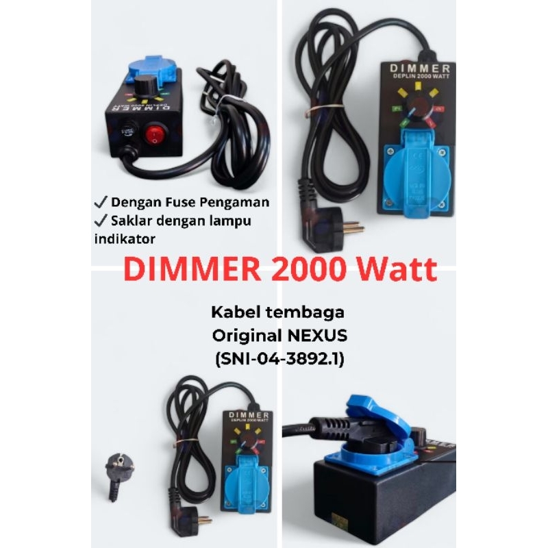 Dimmer dengan Fuse/pengaman dan dapat 2 fuse cadangan free dan Saklar on off murah pengatur kecepata