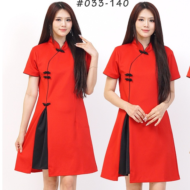 DRESS WANITA CHEONGSAM SCUBA TEBAL 888 - 033