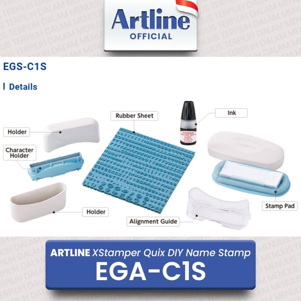 

stample diy name artline EGA c1s set scahiata jepang stempel nama x stampler stamp name