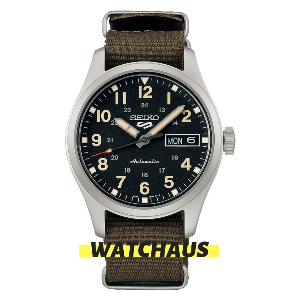 JAM TANGAN PRIA SEIKO 5 SPORT AUTOMATIC SRPJ85K1 SRPJ 85K1 FIELD MILITARY STYLE NYLON STRAP