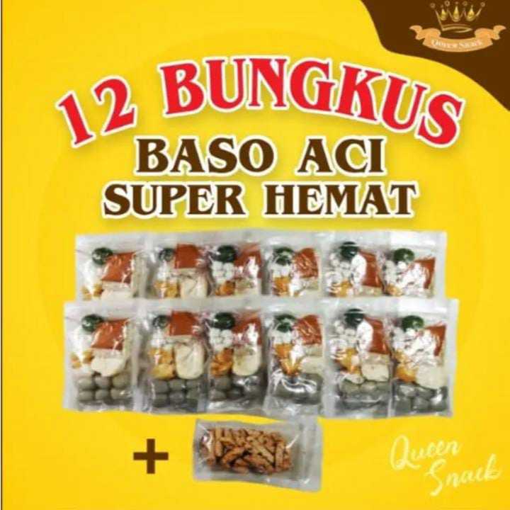 

12 BUNGKUS BASO ACI BIASA + BASRENG PEDAS QUEEN SNACK