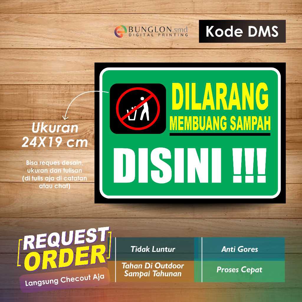 

STIKER DILANG MEMBUANG SAMPAH DISINI + LAMINATING KODE DMS HIJAU