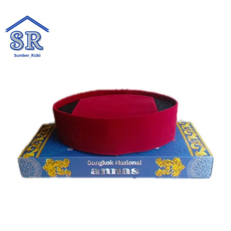 Peci Songkok Pendek Merah Tinggi 5/6/7 cm Kopiah Bludru Halus