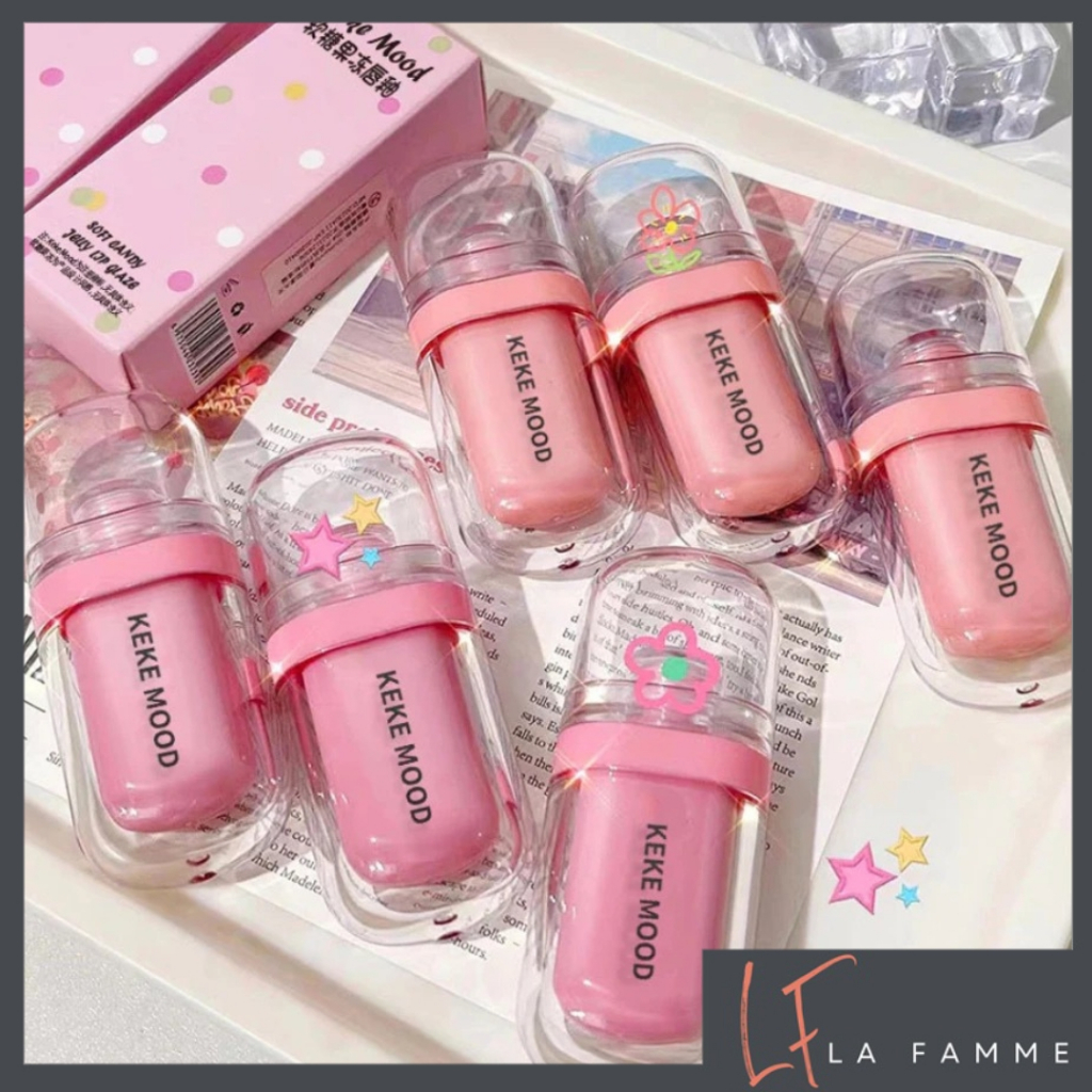 KEKEMOOD Soft Candy Jelly Lip Glaze Watery Tender Lip Tint Lip Gloss Waterproof Tahan Lama - XX138