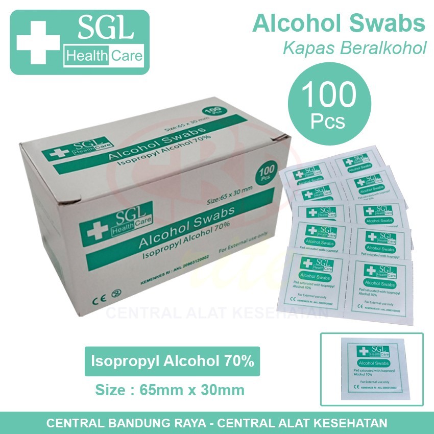 SGL Alcohol Swabs Isi 100pcs | Isopropyl Alkohol 70% Swab Medical