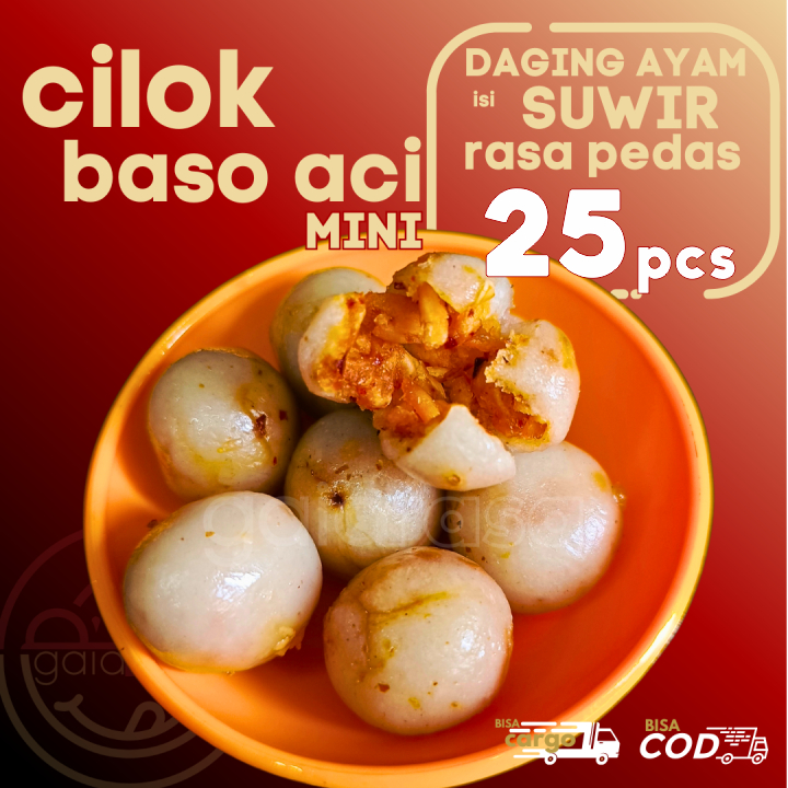 

Baso Aci CILOK MINI 25pcs PENTOL ISI AYAM SUWIR PEDAS by Gaiarasa