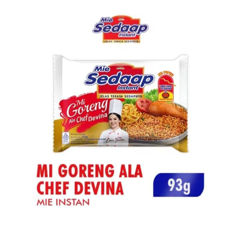 

Mie Sedaap Goreng Ala Chef Devina 93gr / Ayam Bakar Limau 89gr / Goreng 75gr / Korean Spicy Chicken 77gr / Salero Padang 86gr / Laksa Singapore 83gr / Soto Madura 82gr / Korean Cheese Buldak 86gr Sedap