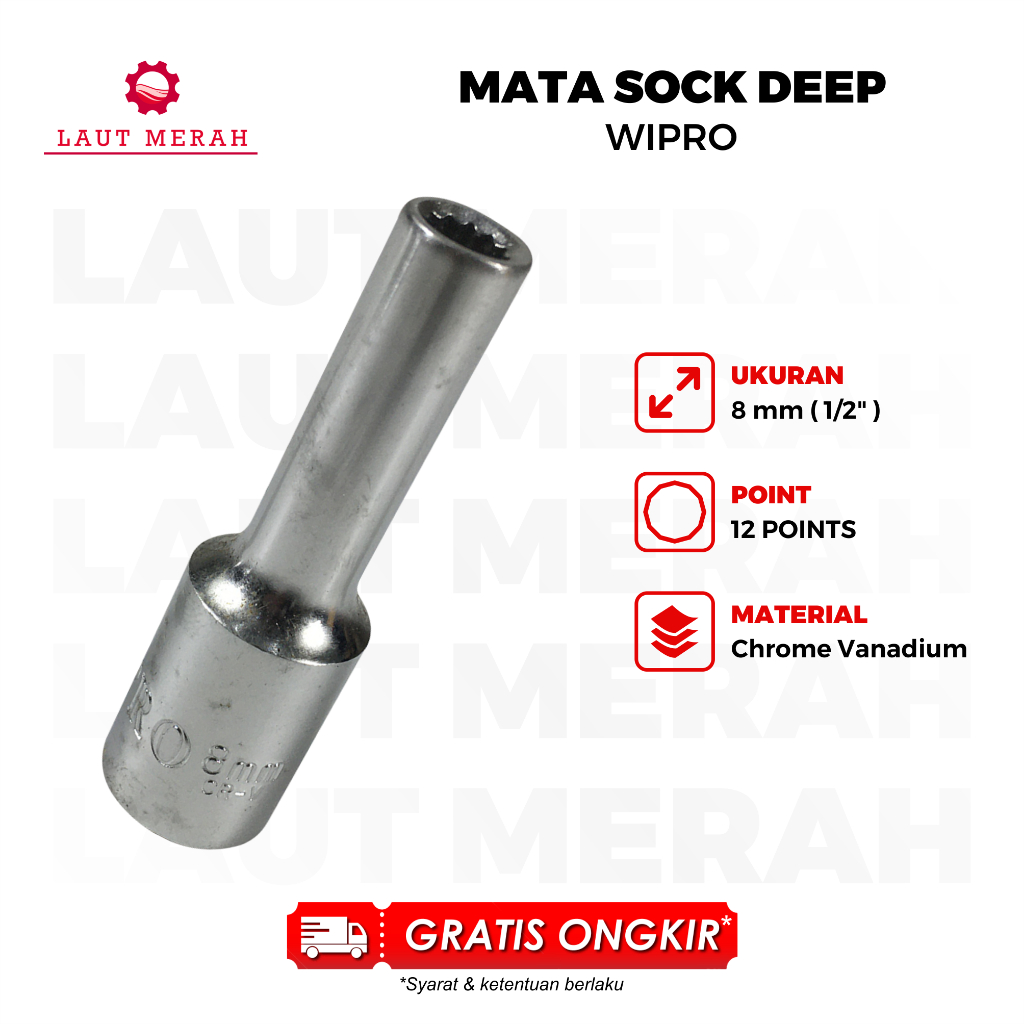 Mata Sock Panjang Deep Sock 1/2" 12PT 8MM Wipro Deep Wall