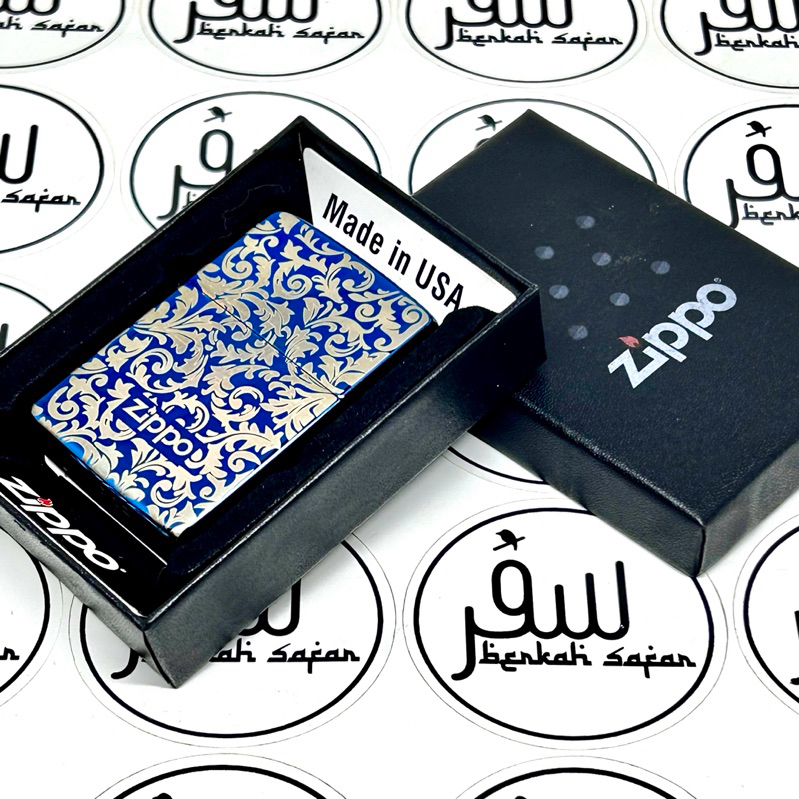 Korek Zippo Batik Blue High Polish Logo Middle List Original