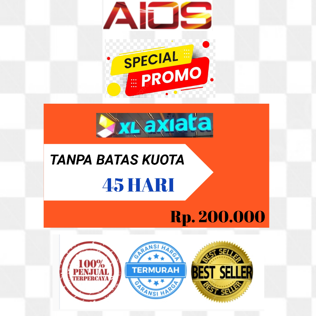 Promo kuota data internet Xl unlimited tanpa batas 45 hari termurah