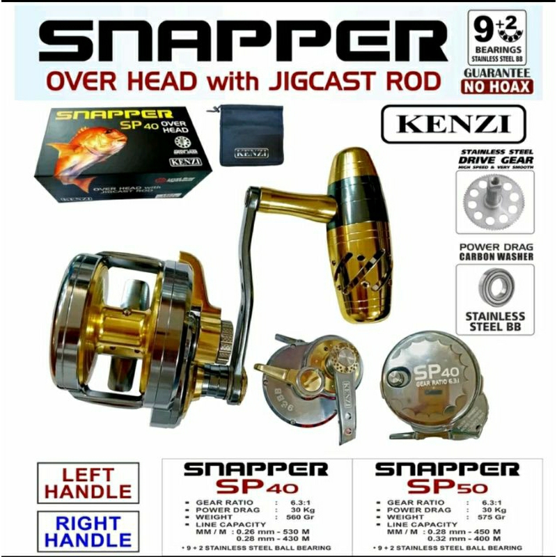 Reel OH / OVERHEAD KENZI SNAPPER (LEFT HANDLE) | SP 40 | SP 50