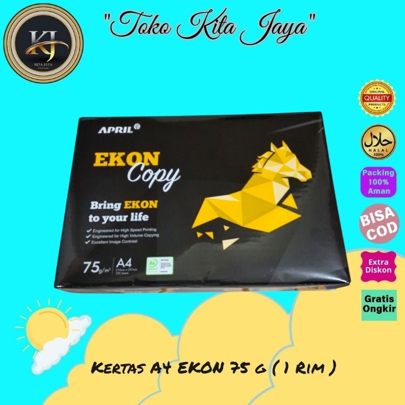 

kertas A4 EKON 75gsm ( 1 Rim )