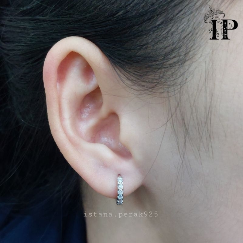 Anting Perak Asli Silver 925 Lapis Emas Putih Model Jepit Donat Model Emas _ Perhiasan Anting
