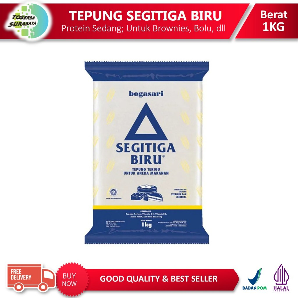 

TEPUNG TERIGU SEGITIGA BIRU ECOPACK 1KG (TEPUNG TERIGU PROTEIN SEDANG)