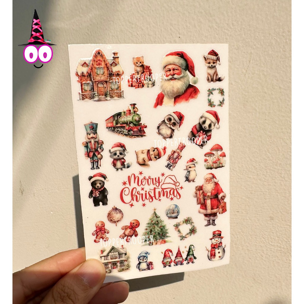 

Stiker Natal | Sticker Christmas Vintage | Stiker Merry Christmas | Hiasan Toples Hampers Souvenir | Xmas Tag