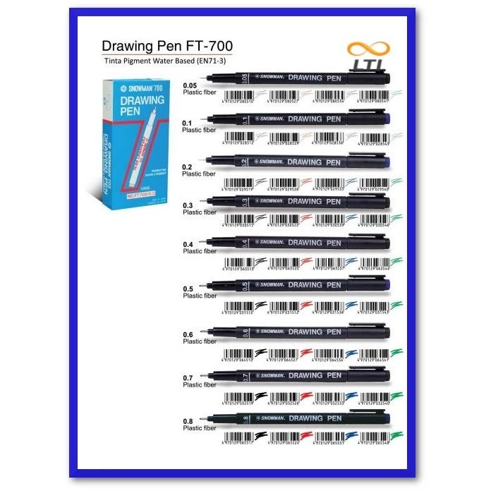 

Drawing Pen Snowman FT-700 UK. Biru - MURMER