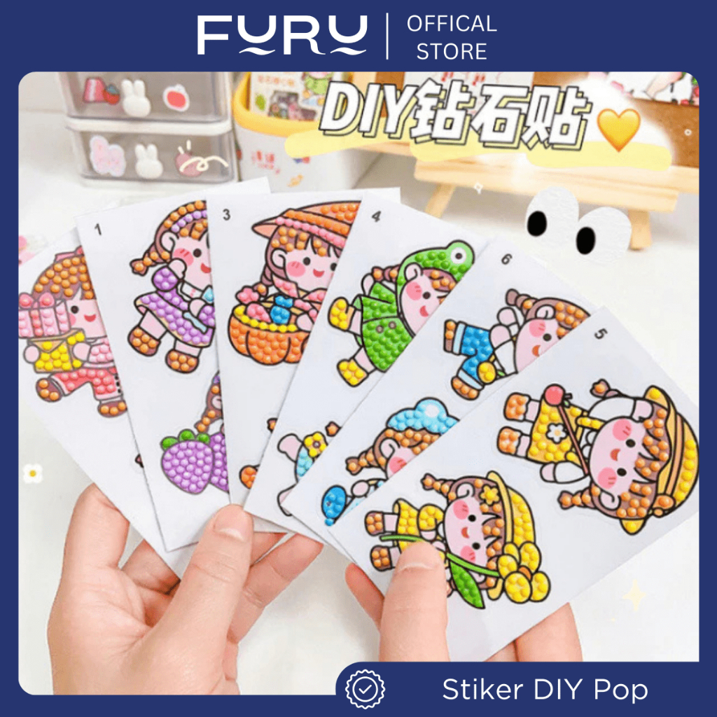 

FURU Stiker Tempel Diy Pop Diamond 1Box isi 1 Lembar Isi 2 Motif