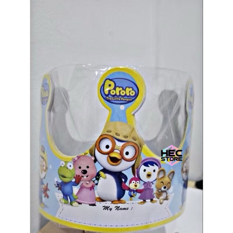 TOPI ULANG TAHUN MAHKOTA KARAKTER PORORO | TOPI LINGKAR MAHKOTA | TOPI KERTAS ULANG TAHUN KARAKTER P