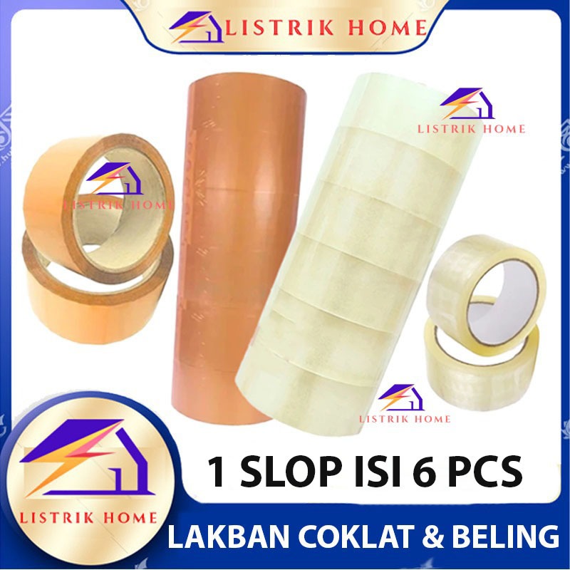 

Lakban Coklat Bening Ukuran 45 mm 90 Yard 1 Rol isi 6 pcs