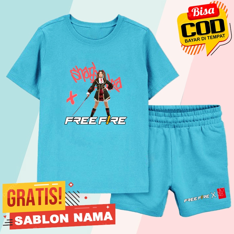 SETELAN BAJU KAOS ANAK MOTIF MEMBER SHANI JKT48 X FREEFIRE