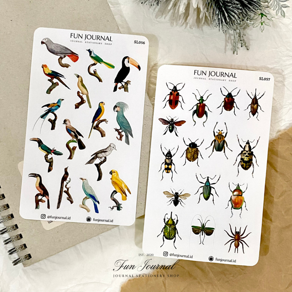 

VINTAGE OF BIRD, DUCK, AND INSECT BURUNG, BEBEK, SERANGGA STICKER STIKER SHEET UNTUK JOURNAL JURNAL SCRAPBOOK DIY BUJO