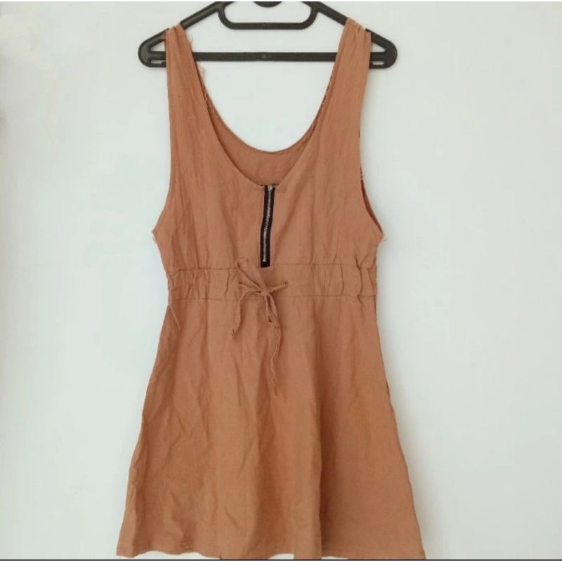 BEKAS Preloved Dress Pendek Wanita Mini Coklat Milo Second Gaun Rok