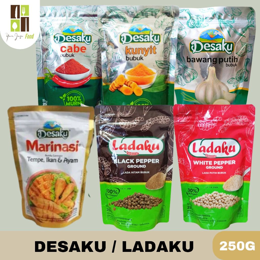 

Ladaku Lada Putih / Lada Hitam Bubuk / Desaku Cabe Bubuk / Kunyit / Marinasi / Bawang Putih 250g