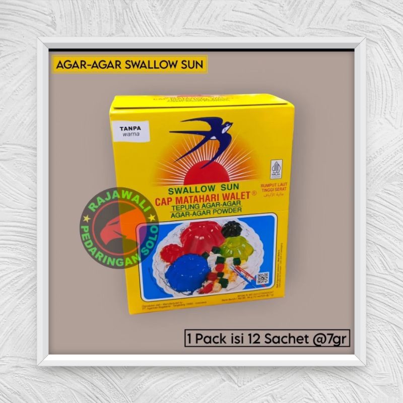 

AGAR AGAR SWALLOW SUN CAP MATAHARI WALET 1 PACK ISI 12 SACHET TEPUNG AGAR AGAR