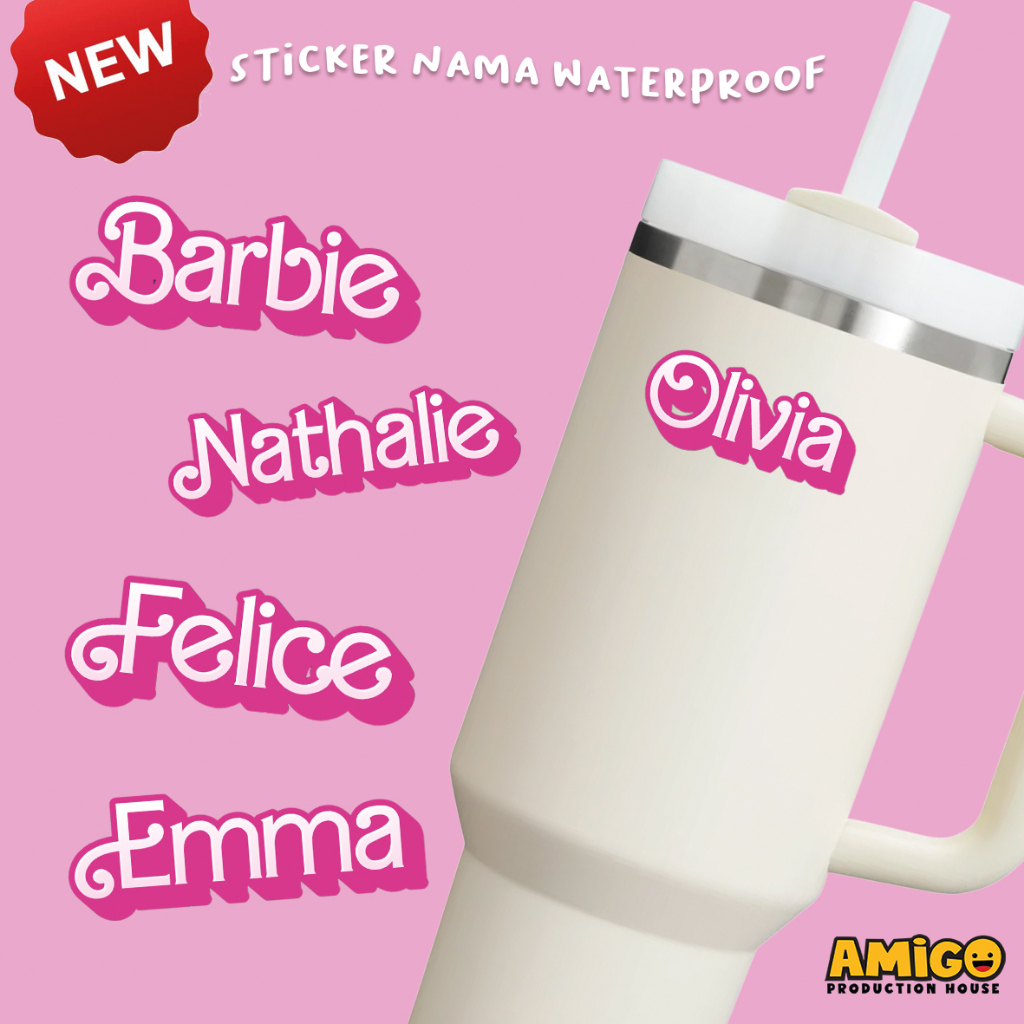 

Sticker Nama Barbie Custom Waterproof Vinyl stiker label