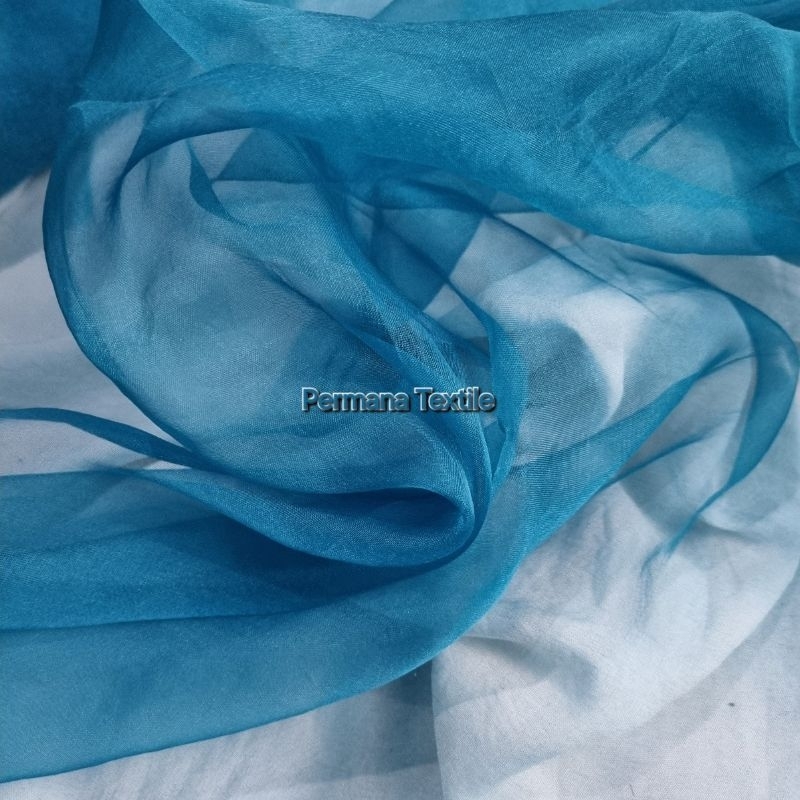 Kain Organza Sutra Polos Bahan Sutra Asli Gradasi Two tone ( 100% Pure Silk )