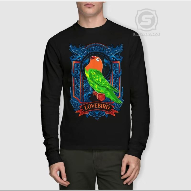 KAOS LENGAN PANJANG BURUNG LOVEBIRD MOTIF BIRU SPONSOR