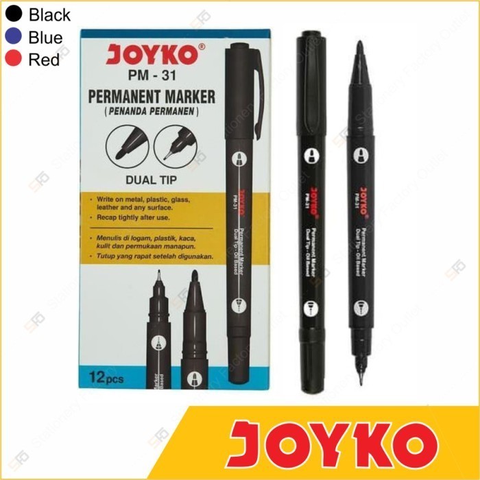 

Spidol Permanen Joyko - Dual Tip Permanent Marker PM-31 HARGA 1Pcs AJAA