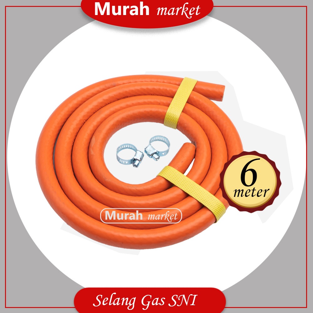 SELANG LPG GAS LPG ORANGE MERAH PER METER GRATIS KLEM KUPING