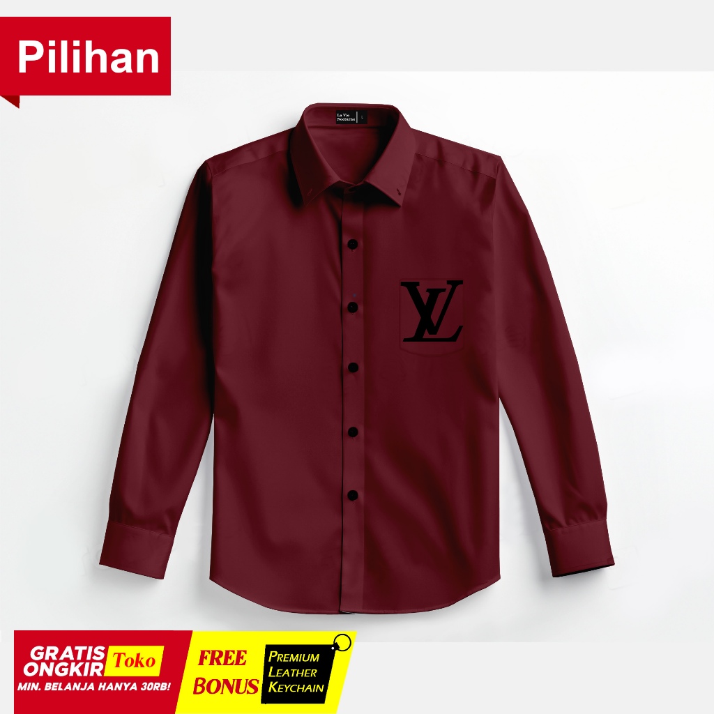 LVN - Kemeja Motif LV Louis Vuitton Kemeja Lengan Panjang Kemeja pria Wanita Kemeja Unisex Kemeja Br