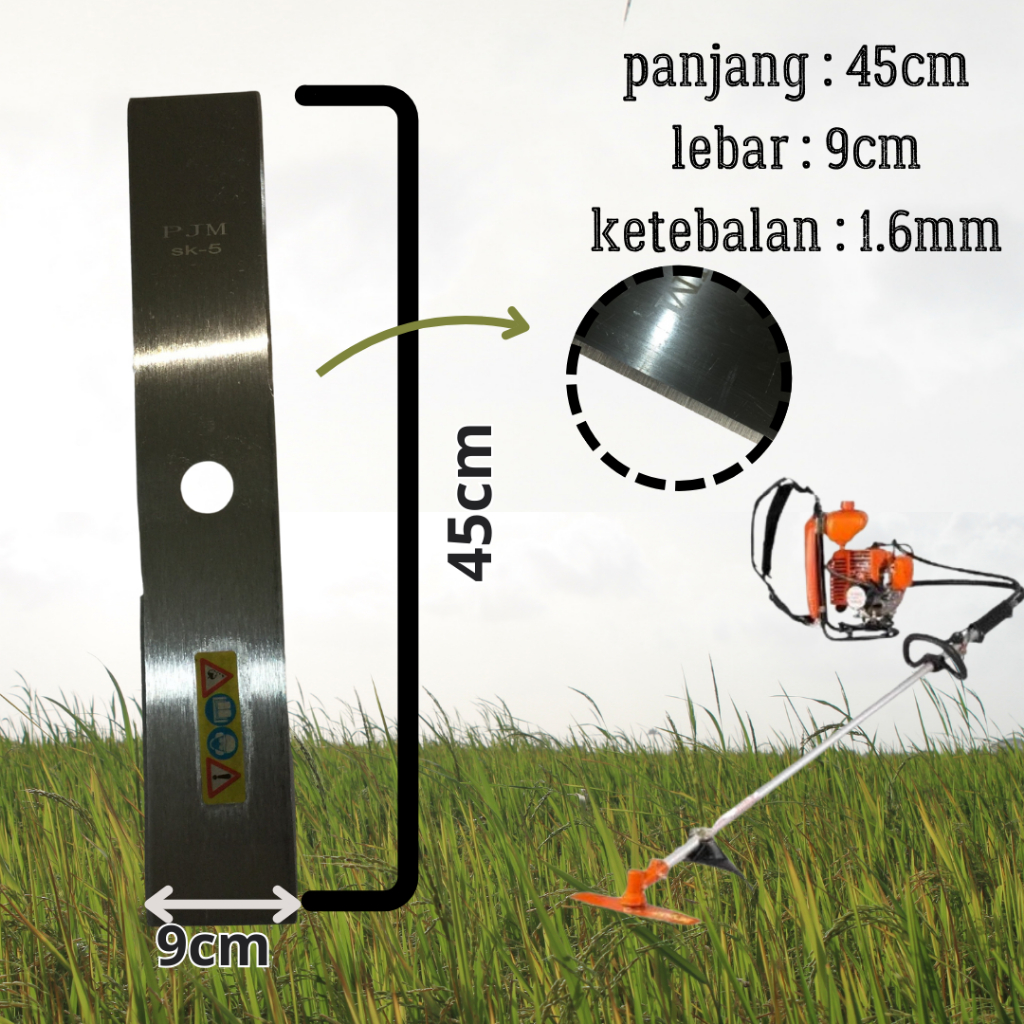 PISAU POTONG RUMPUT 45x9x1.6MM BLADE CUTTER BRUSH MATA PISAU POTONG RUMPUT BLADE PARANGAN PISAU RUMP