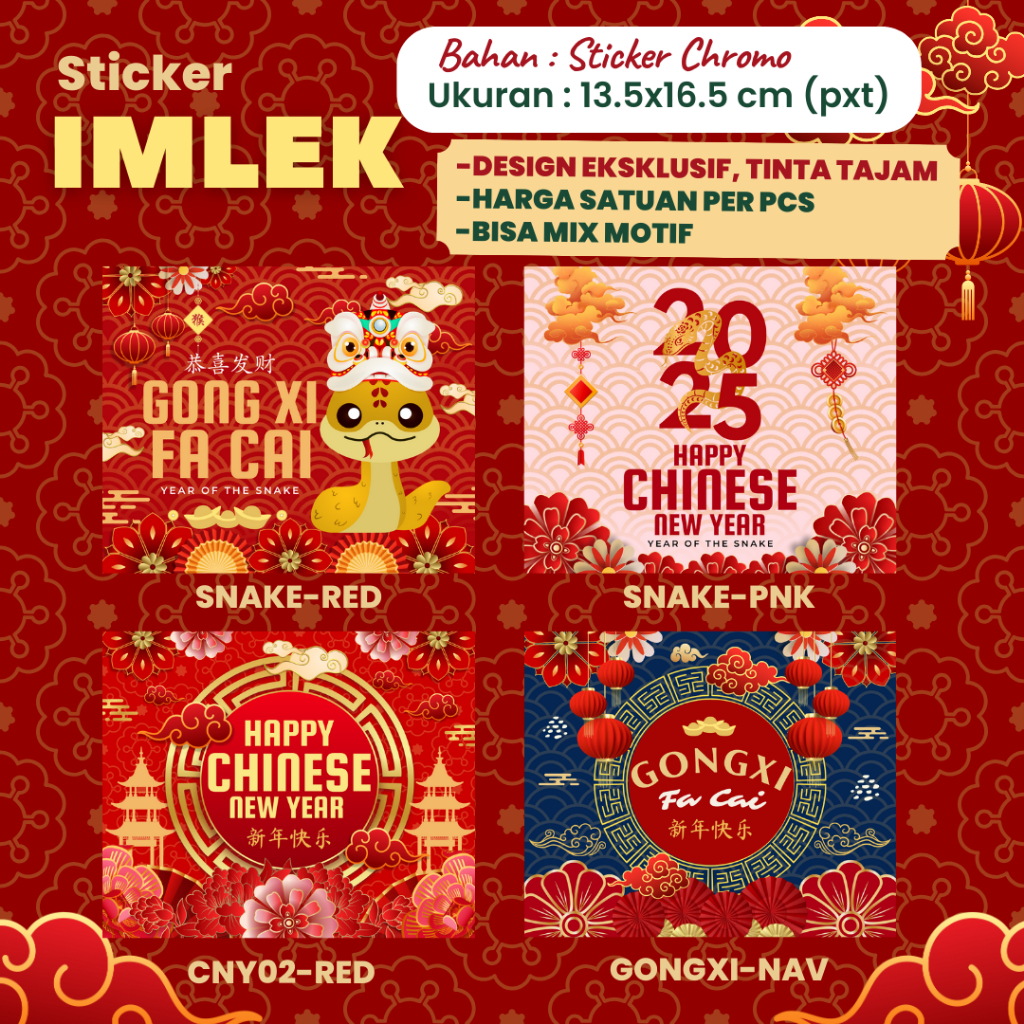 

Sticker Label Imlek CNY Kotak Imlek CNY Snake untuk Hampers Chinese New Year Shio Ular by Hapunni