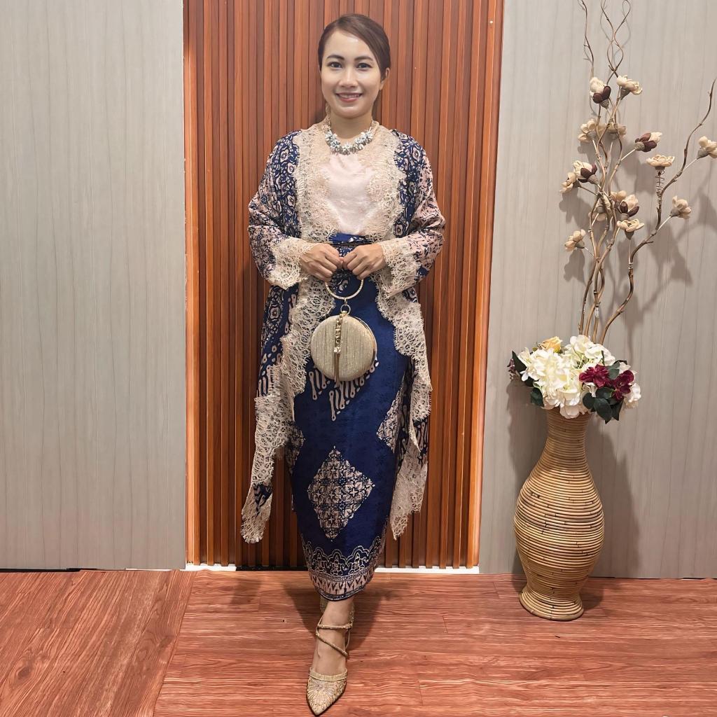 SET OUTER BATIK VISCOSE NAVI COUPLE KONDANGAN KEKINIAN