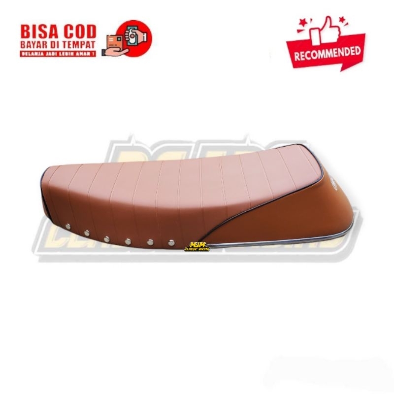 Jok Motor Honda C70 Kulit Coklat Model Perahu Racing