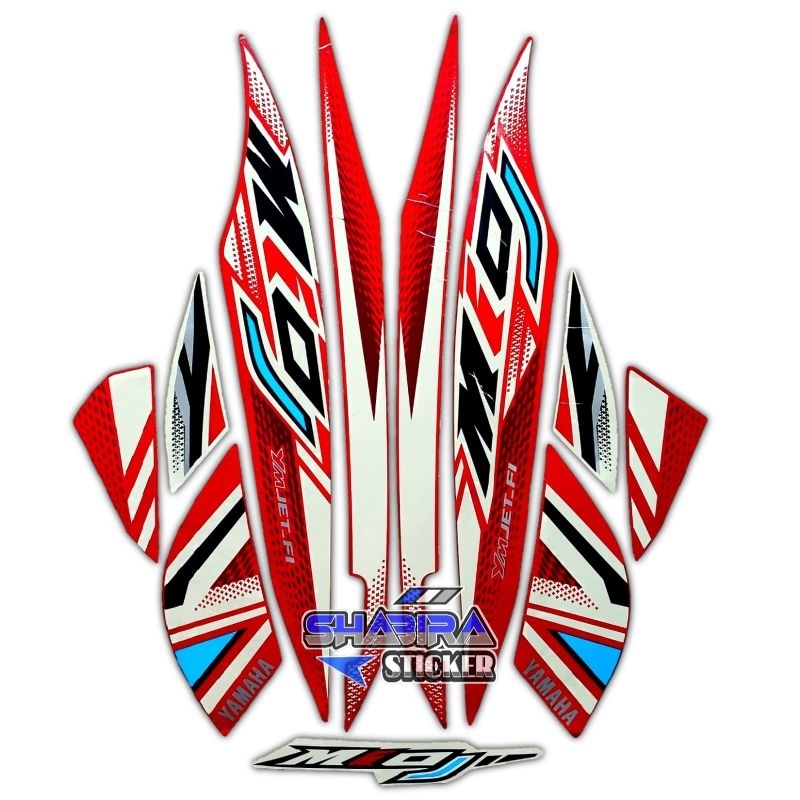 STIKER STRIPING LIS LES POLET BODY MOTOR YAMAHA MIO J 2012 MERAH FULLSET