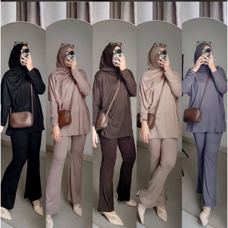 One set pashmina + atasan + celana cutbray material rayon spandek PREMIUM