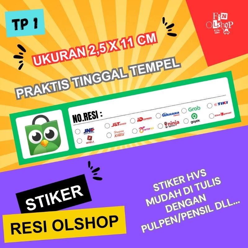 

STIKER RESI PENGIRIMAN OLSHOP / LABEL PAKET OLSHOP / RESI OLSHOP ( ISI 100 )