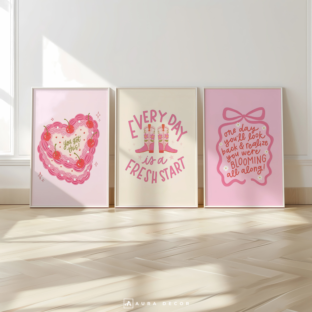 Hiasan Dinding Aesthetic Pink Pastel | Hiasan Dinding Dekorasi Kamar Cewek Lucu Kawaii | Hiasan Dind