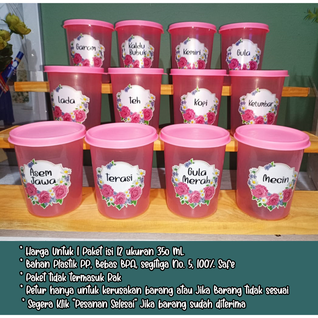 PALING MURAH  Paket isi 12 pcs (1 Lusin) Toples bumbu dapur Free label 350 ML- Garfield