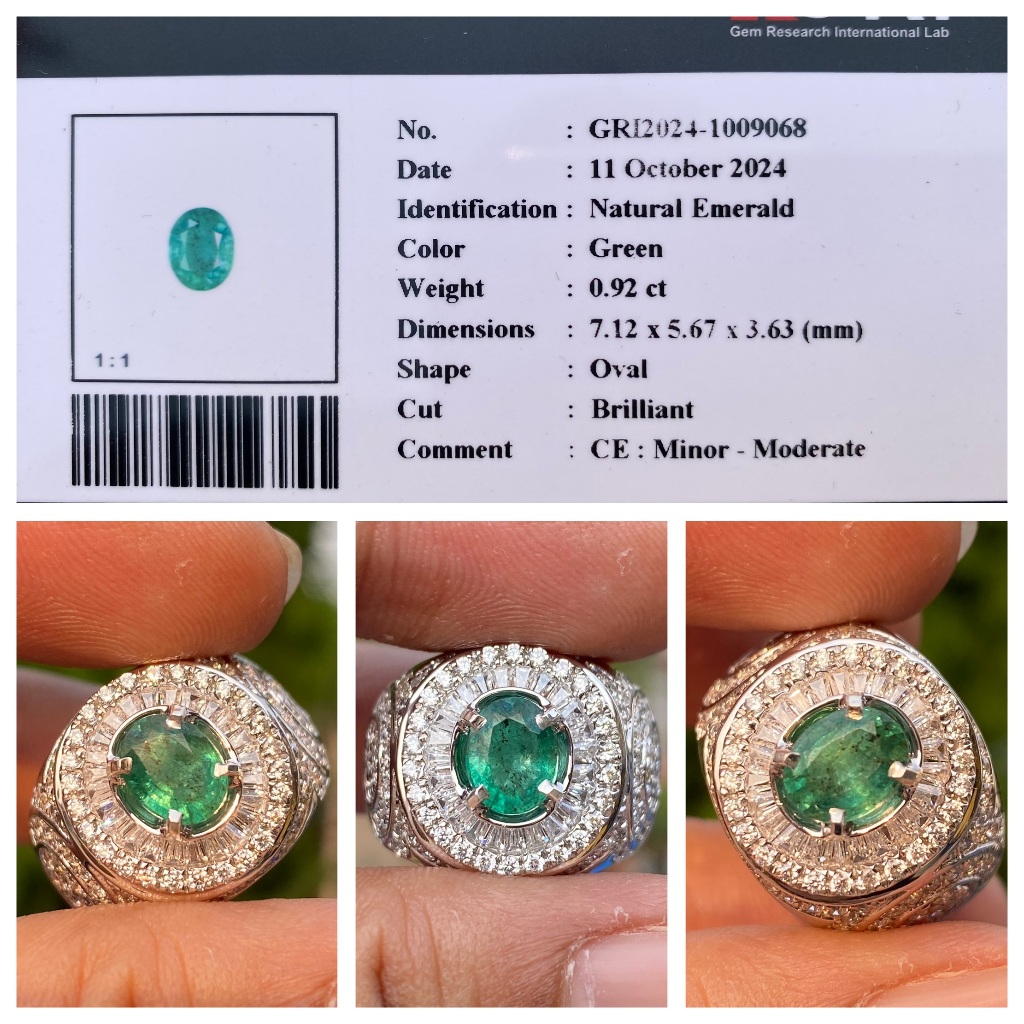 Natural 0.92ct emerald beryl minor moderate memo gri