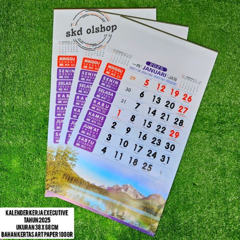 

Kalender kerja executive Ao 100 tahun 2025 alam dunia ukuran 38 x 68 cm ( terima castume cetak merek)