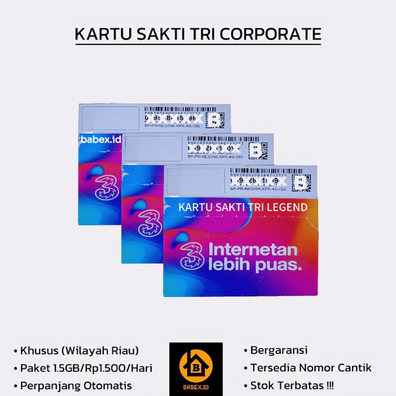 KARTU SAKTI TRI 1.5GB/1500/HARI | KARTU SAKTI TRI LEGEND