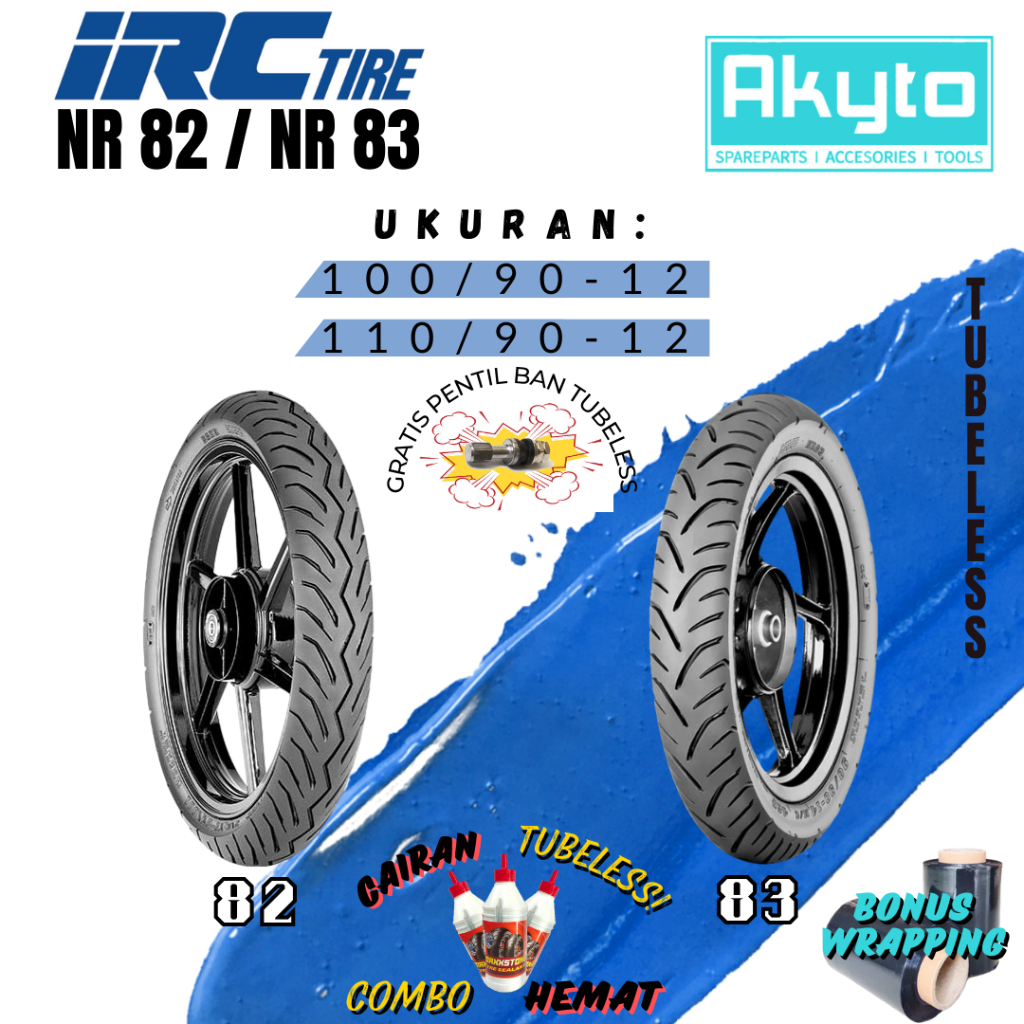 BAN IRC NR 82 NR 83 RING 12 / BAN TUBELESS / BAN R12 / FREE PENTIL + WRAPPING / BAN MOTOR SCOOPY , F