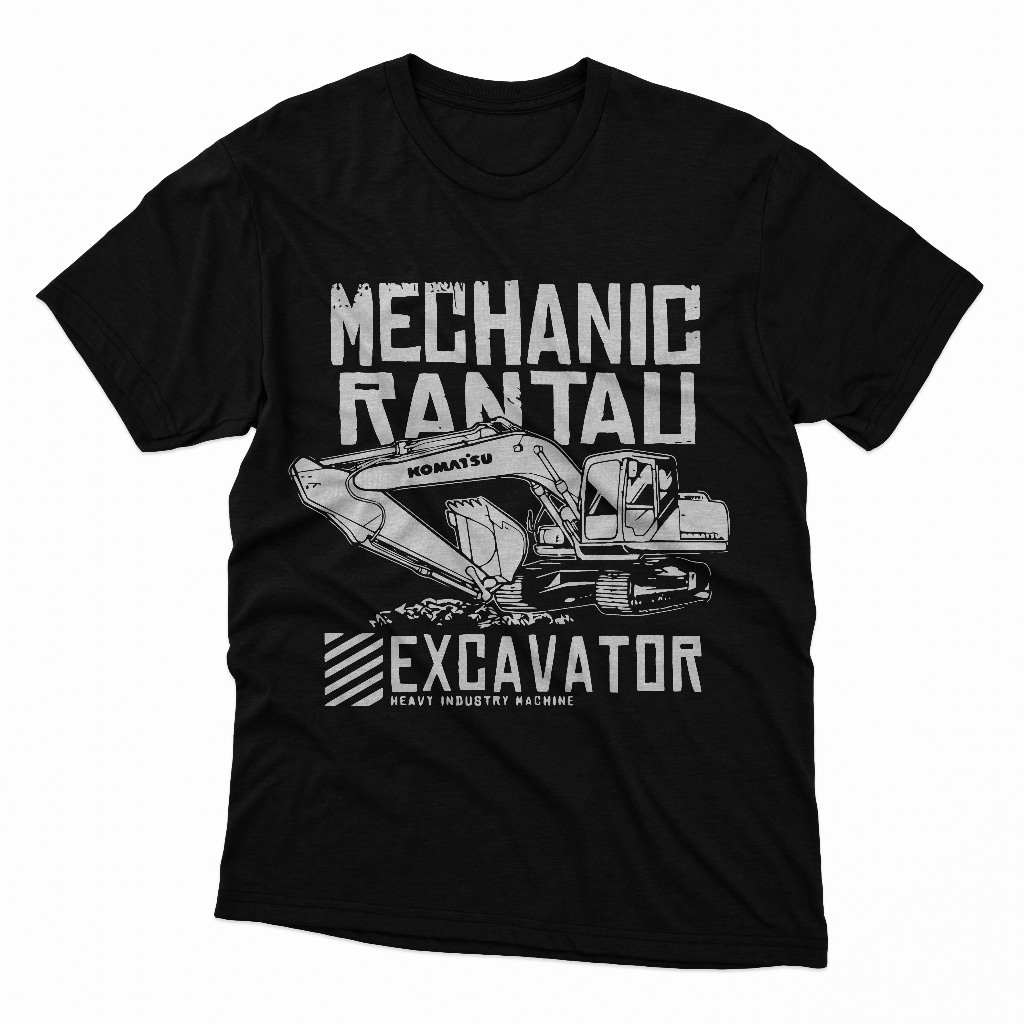 KAOS MEKANIK ALAT BERAT EXCAVATOR PRIA KOMATSU CATERPILLAR BAJU KERJA