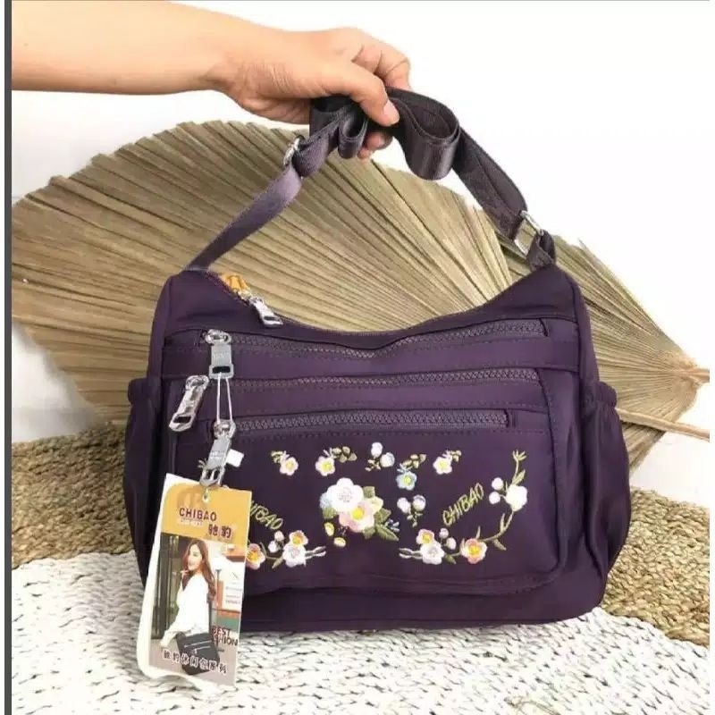 TAS SELEMPANG WANITA CHIBAO IMPORT MOTIF BUNGA TERBARU 7133