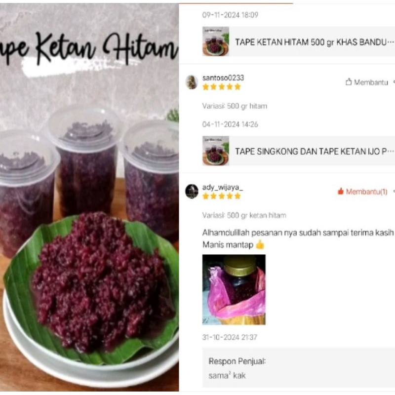 

TAPE KETAN HITAM 500 GR ASLI BANDUNG MANIS ENAK PULEN HARGA PROMO